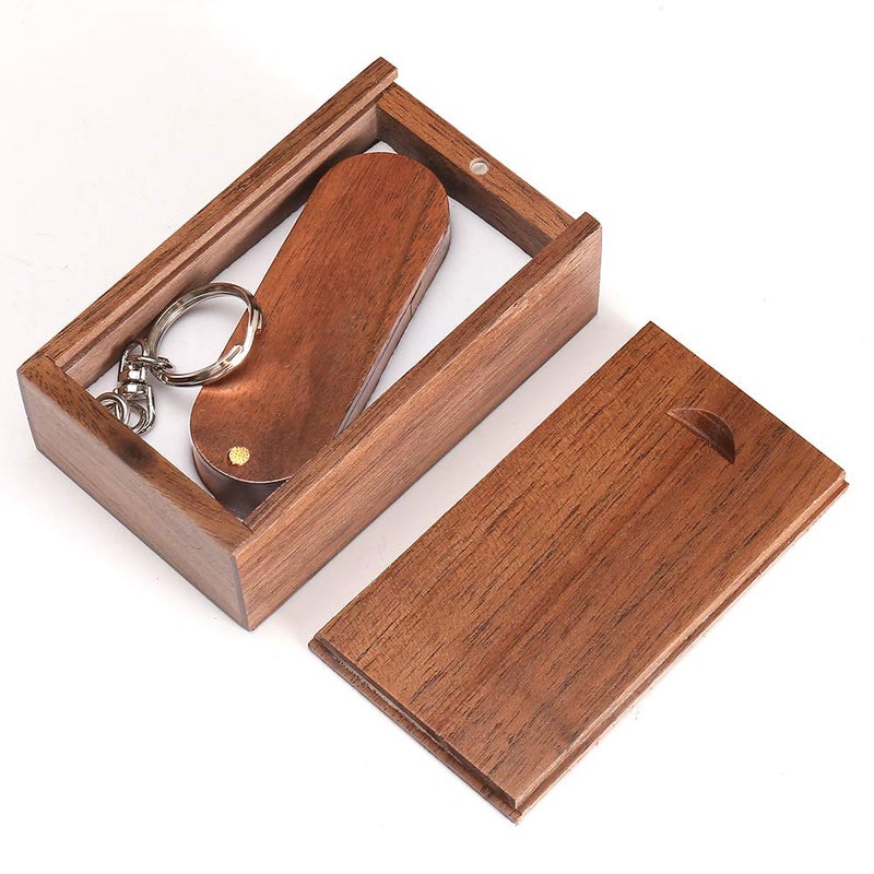 Fire Stone Novelty Wooden USB 2.0 Flash Drive 16GB Data Storage Memory Stick USB Stick Rotate Pendrive with Wooden Box - Image 3